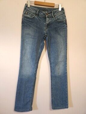 Vintage Y2K Silver Jeans Lia Floral Embroidered Straight Leg Denim Low Rise 27